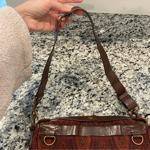Vintage Cynthia Rowley Tapestry Purse Leather - Picture 7 of 8
